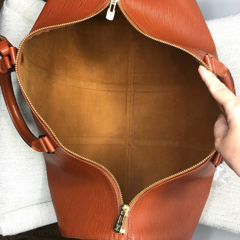 Authentic Louis Vuitton unisex Keepall 50 travel bag brown leather - Picture 12 of 16
